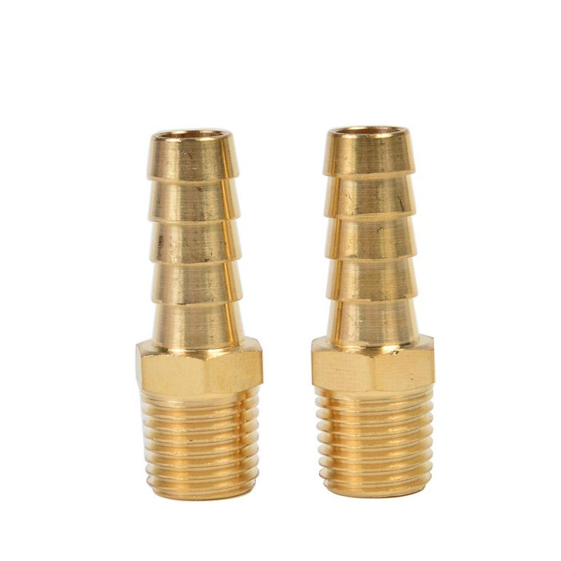 Sanpaint 2 Pack Brass Hose Fitting, Adapter, 3/8" Barb x 1/4" NPT Male Pipe - Image 2